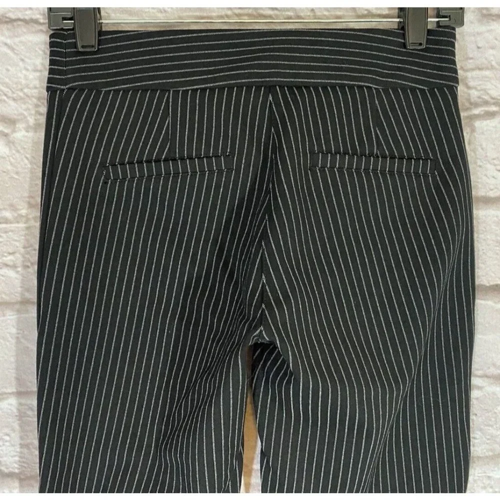Betabrand XS S-Petite Pinstripe Ankle Zipper Cropped Trouser Pants Pockets 9239